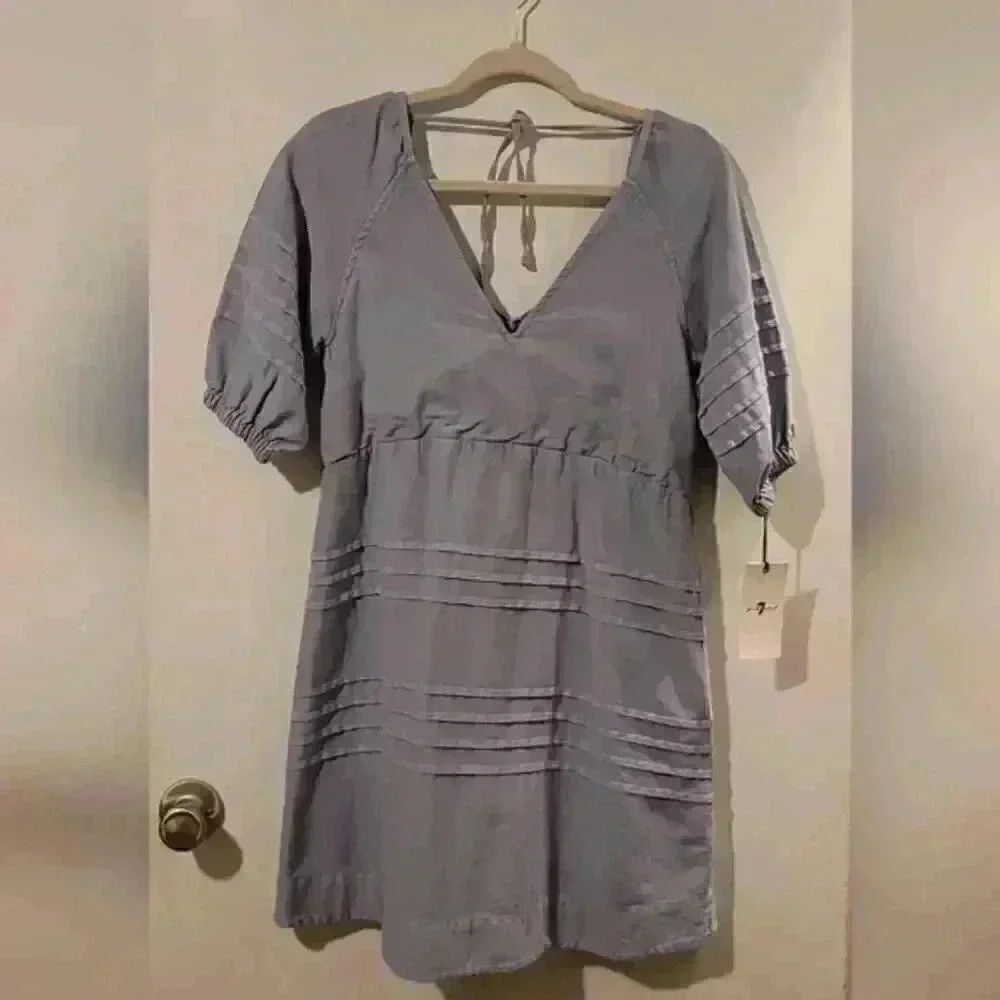 7 For All Mankind Denim Tie Back Babydoll Dress Size Small - Picture 3 of 9